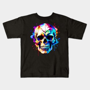 Colored Skull in Vibrant Style Kids T-Shirt